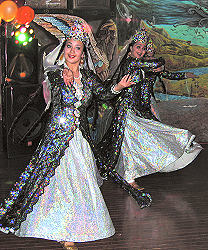 Dancers in national Bukharian dress perform at a Lag b'Omer celebration on May 26, 2005.
